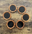 6 Vintage Wooden Mcm Coasters With Black Inlay