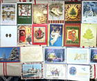 Lot 28 Unused Christmas Holiday Greeting Cards Envelopes Angels Trees Ice Skates