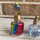 2 Pc Vintage Miniature Art Glass Perfume Bottles Atomizer Collectible Empty New