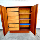 Fantastic Teak Danish Modern  Mid Century Modern Tall Wardrobe W  6 Drawers