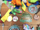 Lot Of 18 Sports Award Medals Running Track Participation Place Medals   Ribbons