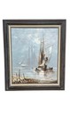30 X 26 Framed Oil Painting Sailboats Seascape Signed B  Wilder Nautical Vintage