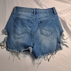 Machine Womens Denim Shorts Size 3 Light Wash Distressed Frayed Chain Trim