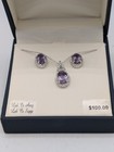 Amethyst White Sapphire Pendant Earrings Set Sterling Silver 925 Box Labels New