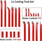 11 Pcs 5 16    Carbide Tip Tipped Cutter Tool Bit Cutting Set Metal Lathe Tooling