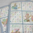 Vintage Baby Blanket Crib Quilt Abcs Animals Pastel Mouse Bunny Bear 42x36
