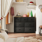 Wlive Rustic Brown 7 Drawer Dresser Tv Stand Fits Tv 45  Bedroom Storage Chest