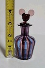 Vintage Hand Blown Art Glass Mickey Mouse Shaped Perfume Bottle Pink purple blue