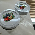 Set Of  2 Vintage Jelly Jars Vacuum Lids Fruit Design Glass