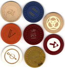 Lot Of 8 Vintage Illegal Poker Chips Antique Old Rare Unknown Bar Clubs  9