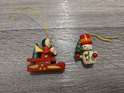 Vintage Lot 14 Miniature Mini Christmas Tree Ornaments Band Santa Sled Snowman