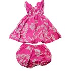 Vintage Hawaiian Infant Dress 80s Sz 6-9 Mths Pink Tropical Hawaii Baby Usa