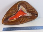 Vintage Mcm Ashtray Boomerang Atomic Glaze Pottery America 1970s Brown Orange