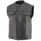 Milwaukee Leather Lkm3720 Men s Black Leather Vest With Concealed Snap Button