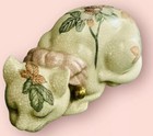 Vintage Frederic Cooper Sleeping Cat Floral Pottery Figurine Hand Painted Japan