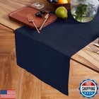 Solino Home Linen Table Runner 60 Inches - 100  Pure Linen Indigo Navy Table 