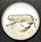 1867-1967 Canada Commemorative 25 Cents Quarter Elizabeth Ii bobcat  50  Silver 