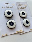 Vintage Lamode Buttons Black And White Pearl On Card Two-hole Round Button Set