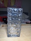 Mid Century Modern Style Vase Bubble Quilted Optic Clear Glass Rectangular 8 In
