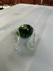 Green Crystal Glass Frog And It Has Light-reflecting Prism Handmade Figurine