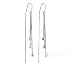 Women Silver Plated Waterdrop Tassel Threader Dangle Drop Earrings Fashion Th3