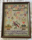 Antique 1874 Stunning English Sampler By Anne Emily Brierley Aged 9 Years