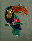 Toucan Bird Double-sided Ornament Painted Embossed Tin Metal Folk Art Mexico
