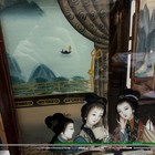 Vintage Antique Chinese Reverse Painting On Glass Framed Geisha Oriental