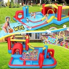 Inflatable Water Slide With Large Splash Pool  Kids Bounce House W slide obstacl