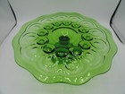 Vintage L e  Smith Moon   Stars Green Glass Pedestal Cake Stand 11 5 