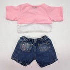 Build A Bear Limited Too Pink White Gem Rhinestone Top Denim Jeans Teddy Outfit