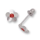 14k Yellow   White Gold Flower Screw Back Stud Earrings For Baby Girl