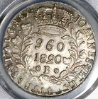 1820-b Pcgs Ms 63 Brazil 960 Reis Over Struck Peru 1814 8 Reales Coin  21063002d