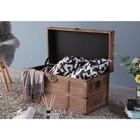 Wooden Rectangular Lined Rustic Storage Trunk With Latch  Medium