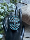 Vintage Navajo Sterling Silver Needlepoint Turquoise Cluster Ring  Size 10 5 Wb