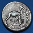 Roman Coin  Silver Denarius  A  Plautius  Circa 55 Bc Rome  Banker s Marks