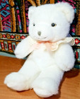 Vintage Avon White Teddy Bear Plush 9  Lace Bow Stuffed Animal Toy