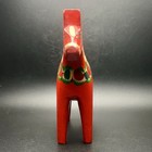 1970s Vintage 7  Red Swedish Dala Horse Hand Painted Folk Art Figurine