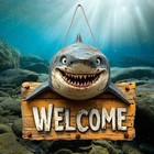 Shark Wooden Sign Decor Nautical Fishing Great White Shark Wall Sign