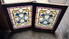 Nice Pair Of Antique Victorian Stained Leaded Glass Beveled Windows Circa  1890