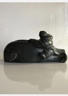 Vintage Edmund Wolf Sculpture Canada Carved One Stone Eskimo inuit Riding Whale 
