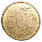 1964 Finland 50 Pennia Xf  Au Coin Rampant Lion Km 48