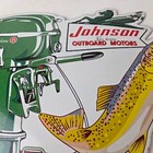 Vintage Johnson Sign - Gas Boat Engines Outboards Porcelain Pump Sign