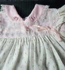 Vintage Baby Togs Pink 12m Dress Ruffled Rose Apliqued Euc