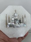 Vintage Indian Taj Mahal Marble Coaster Abalone Shell