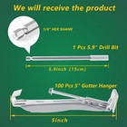 Quick Screw Gutter Hangers 5 Inch- 100 Pack - 5 Inch Gutter Clips Hidden Gutt   