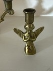2 Vintage Brass Two-branch Candelabra With A Kneeling Angel Figure