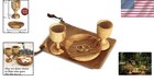 Handcrafted Olive Wood Communion Set - 2 Cups   Tray For Wedding Unity Ceremony
