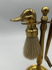 Vintage Brass Duck Head Razor   Shaving Brush Set On Stand