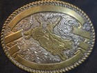 Crumrine Vtg Bull Rider Belt Buckle Big Silver Plated Heavy Over Jewelers Bronze